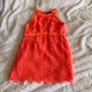Hot orange midi dress